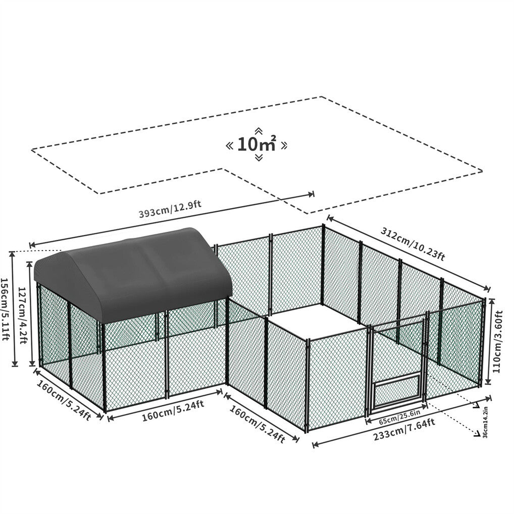 Heavy Duty Metal Chicken Coop Outdoor Metal Walk-in Hen House w Waterproof Cover