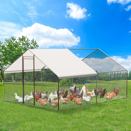 20FTx10FT Walk-in Chicken Coop Poultry Cage Hutches Pet House Chicken Run Cover