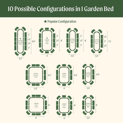Raised Garden Bed Kit, 17" Tall 10 in 1 Modular Metal Raised Garden Beds Kit, Metal Planter Box for Vegetables, Flowers, Herbs, Olive Green