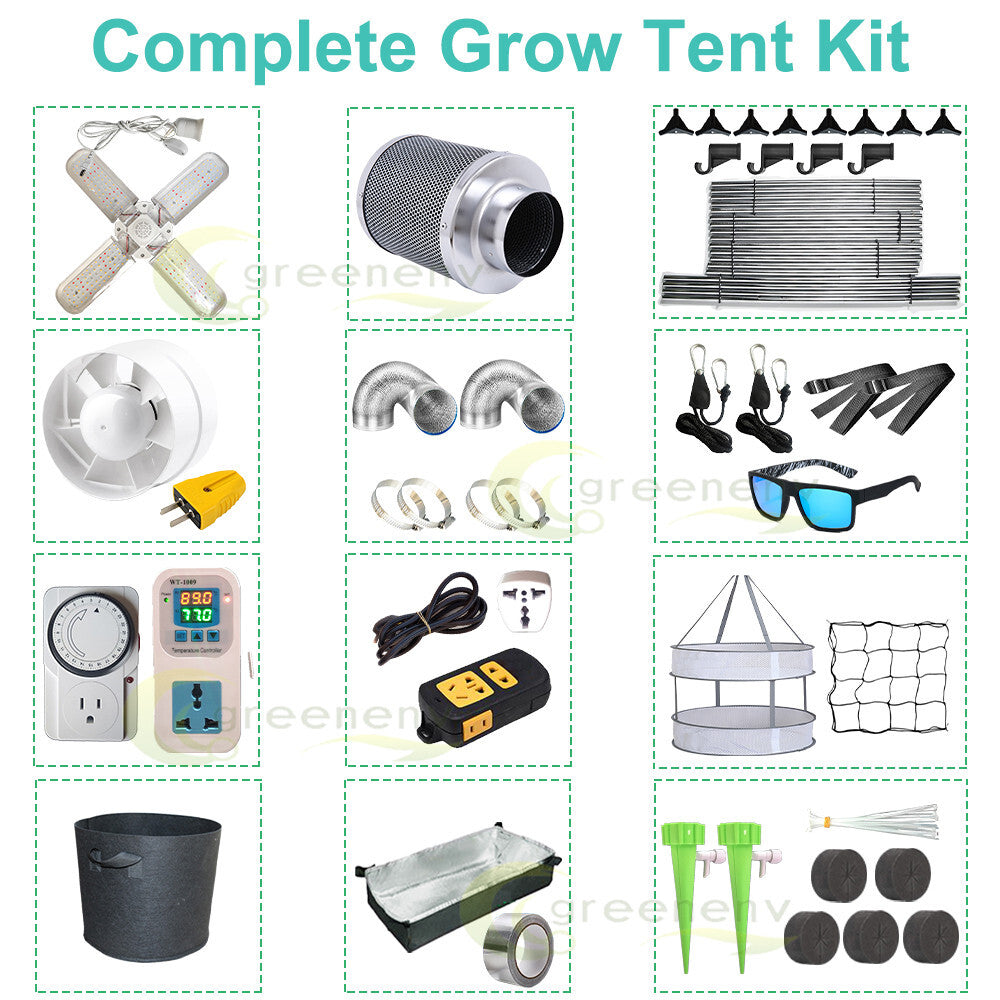 48"x48"x80" Complete Grow Tent Kit w/LED Full Spectrum Grow Light & Fan & Filter
