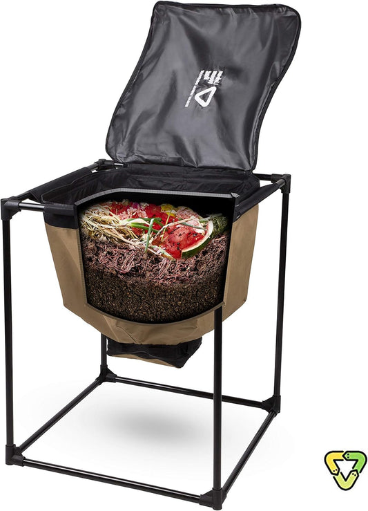 Bag Worm Composting Bin Version 2 - Easy Harvest with Fully Removable Zipper-Free Bottom