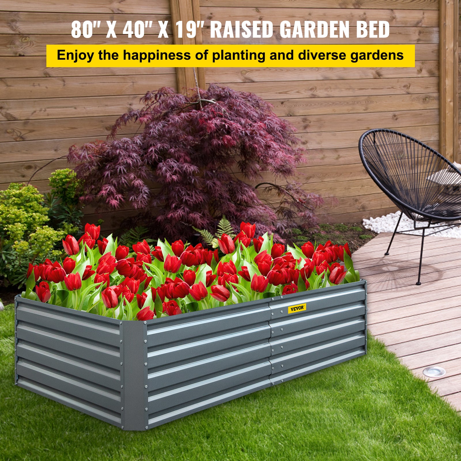 VEVOR Galvanized Raised Garden Bed Planter Box for Plant Flower Vegetable