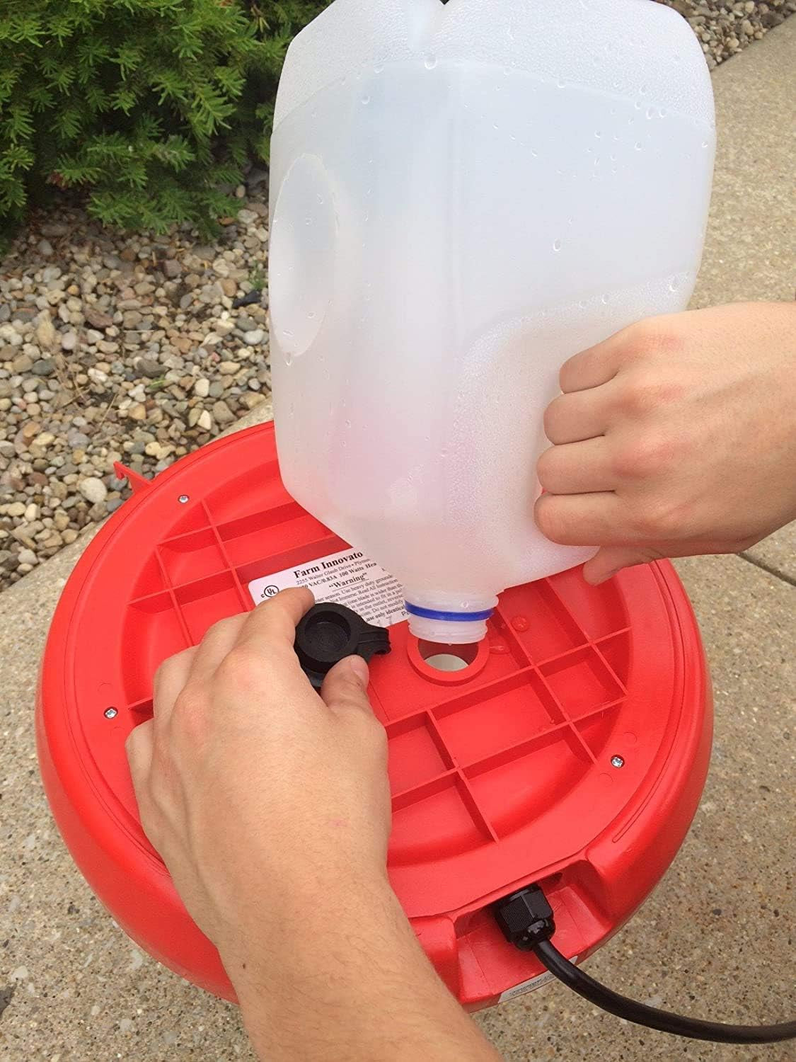 Heated Chicken Waterer, Hanging Poultry Water Fountain, 3 Gallon, Red - Plastic Water Dispenser with Heater for Chicks, Chickens, and Livestock