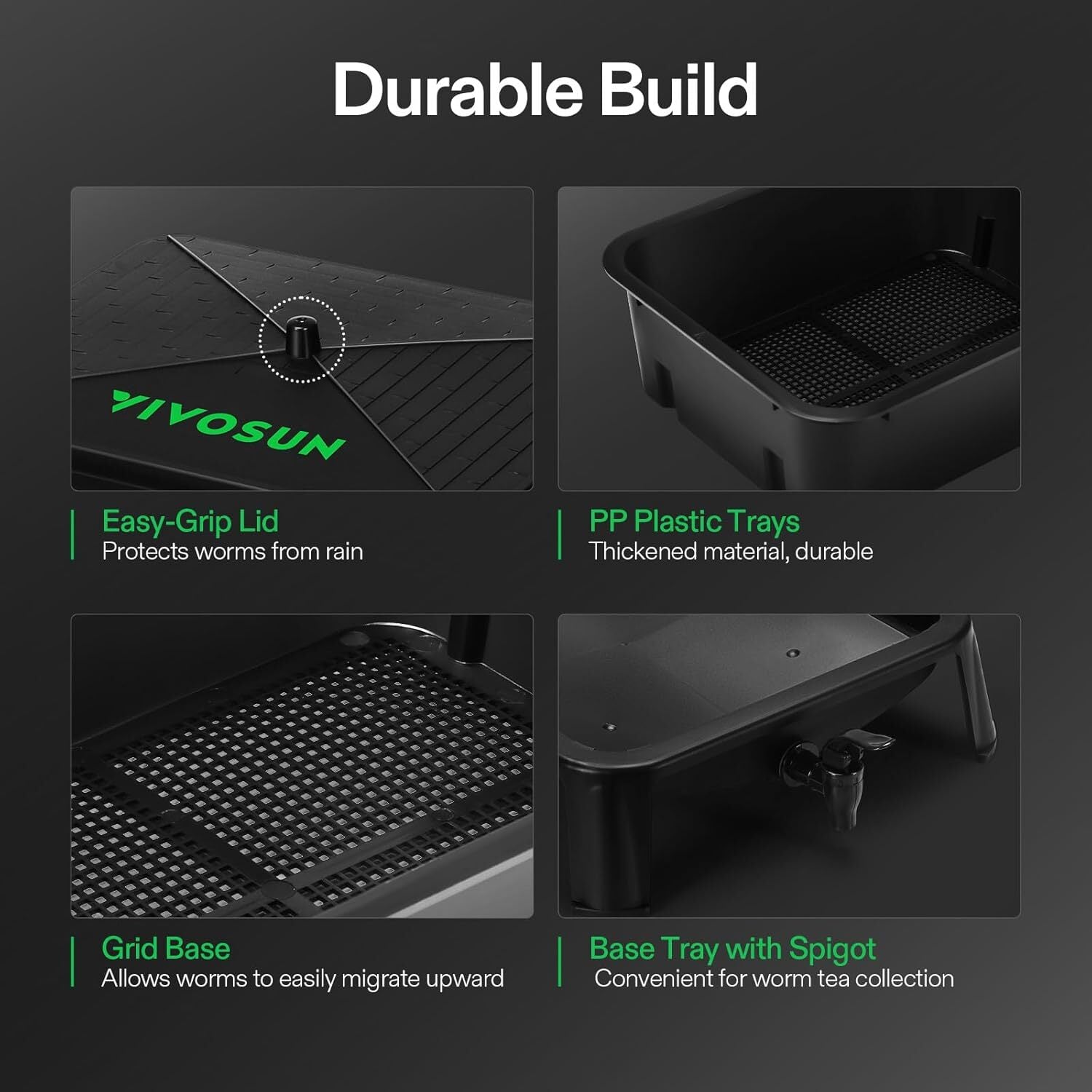 VIVOSUN 5-Tray Worm Composter 13gal/50 L Worm Compost Bin w/ Worm Farm Kit