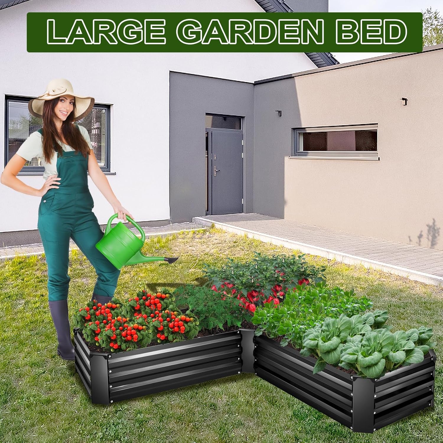 Raised Bed Garden Bed Kit, 5x5x1ft Galvanized Planter Tall Raised Garden Boxes Outdoor, Large Metal Raised Garden Beds for Vegetables, Flowers, Herbs