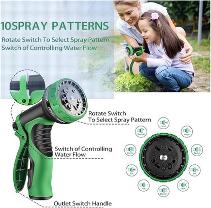XpandaHose 75ft Expandable Garden Hose with Holder - Heavy Duty Superior Strength 3750D - 4 -Layer Latex Core - Extra Strong Brass Connectors and 10 Spray Nozzle w/Storage Bag (Green 75)