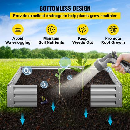 VEVOR Galvanized Raised Garden Bed Planter Box for Plant Flower Vegetable
