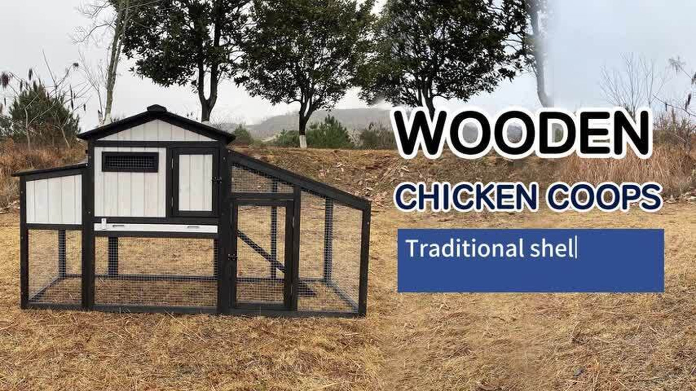 PetsCosset Chicken Coop Outdoor Wooden Backyard 2-Story Hen House Chicken Run
