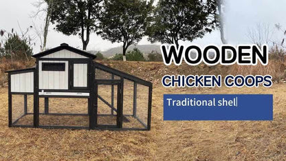 PetsCosset Chicken Coop Outdoor Wooden Backyard 2-Story Hen House Chicken Run