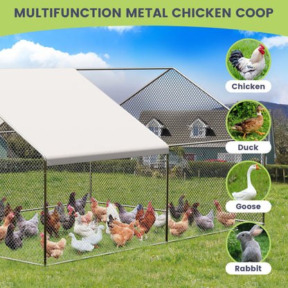 20FTx10FT Walk-in Chicken Coop Poultry Cage Hutches Pet House Chicken Run Cover