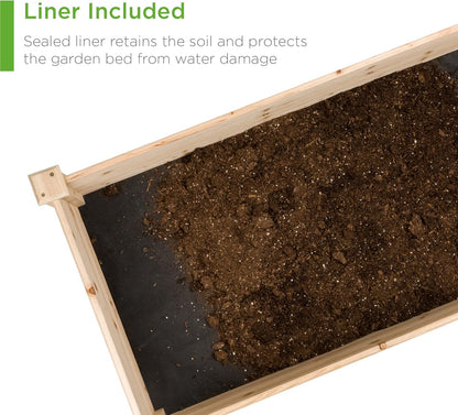 8x2ft Outdoor Wooden Raised Garden Bed Planter for Vegetables, Grass, Lawn, Yard - Natural