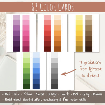 Montessori Color Tablets Box 3 | 63 Cards + 3 Wheels | Printable Visual Discrimination Activity | Color activity | PDF Sensorial Material