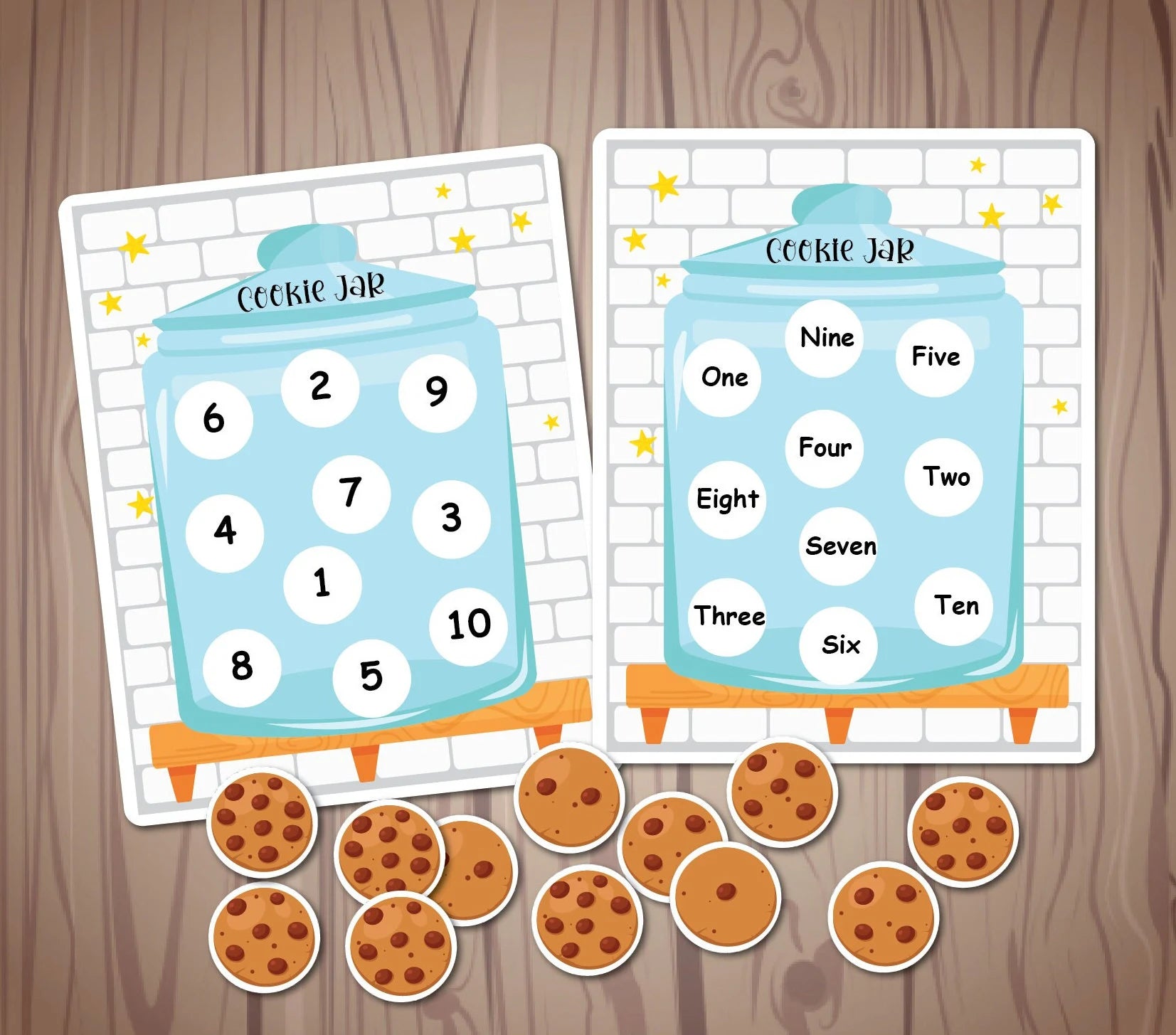 Cookie Jar Counting Activity, Matching Numbers 1-10 Count, Homeschool Learning, Pre-k Learning, Educational Resource.
