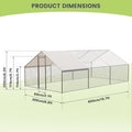 Metal Chicken Coop 6.5/13/20 FT Large Walk-in Hen Cage House with Cover Roof NEW