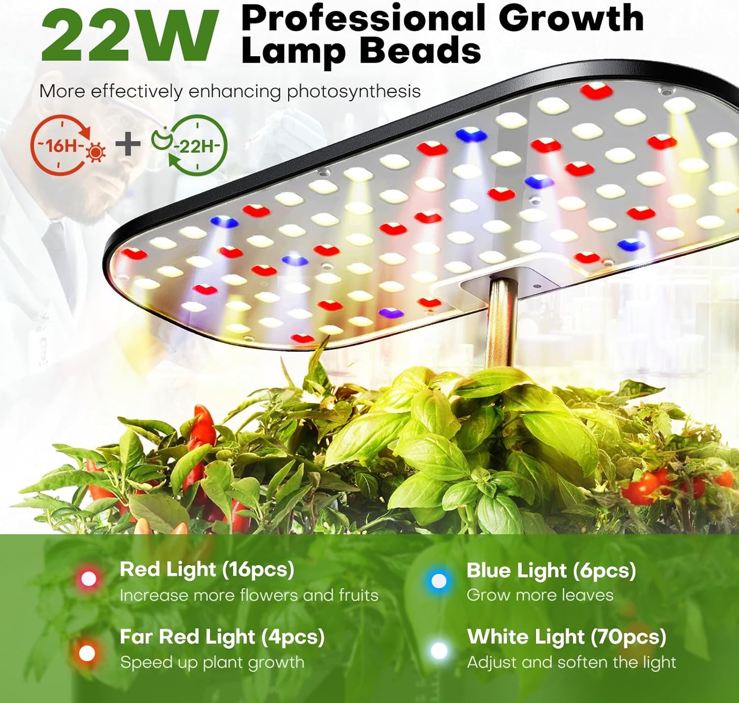 Hydroponics Growing System Kit Indoor Herb Garden with Grow Light 12 Pods, with LCD Touch Panel Hydroponic Planter, Planting Height Up to 17", Grower Harvest Fresh Veggie Lettuce, Black