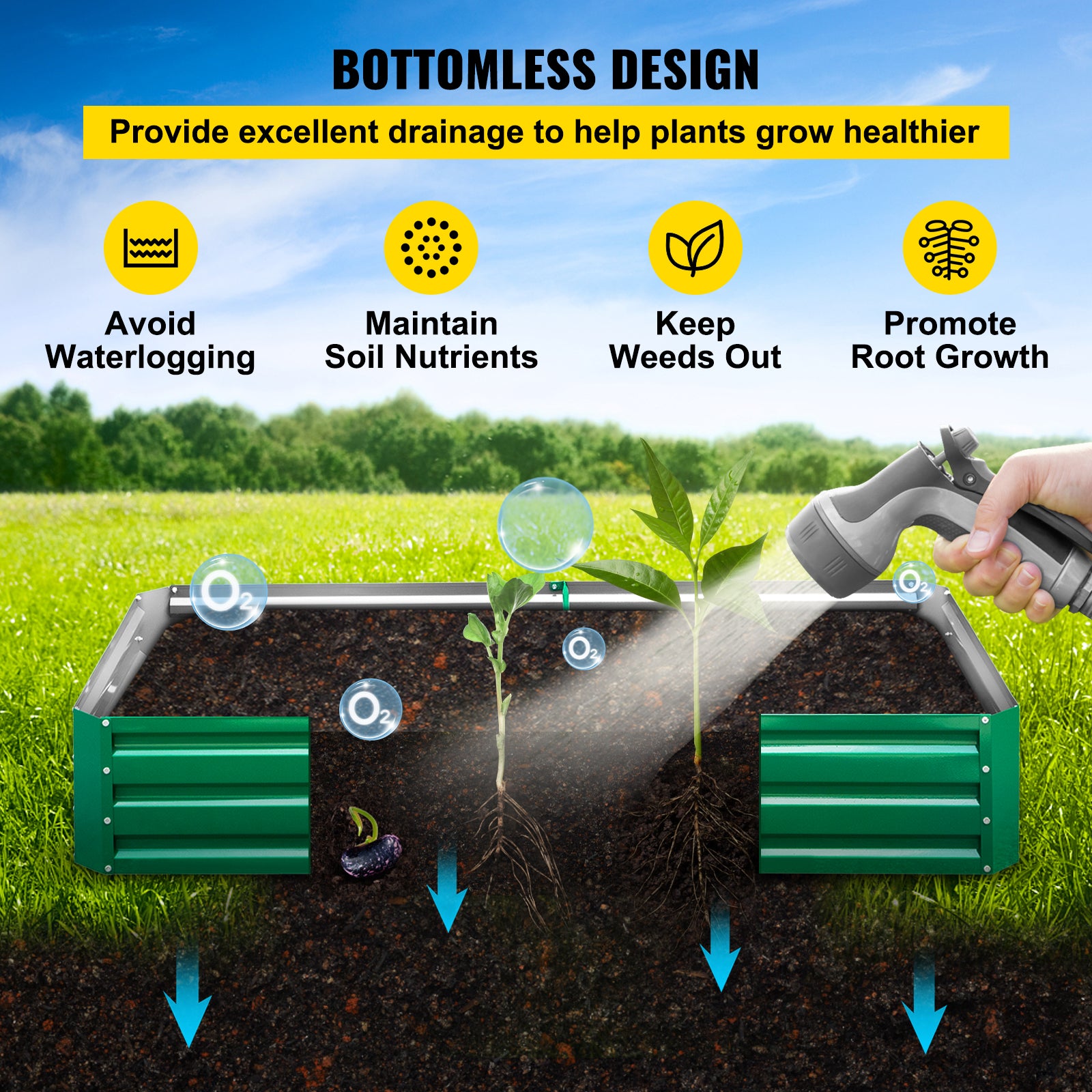 VEVOR Galvanized Raised Garden Bed Planter Box for Plant Flower Vegetable