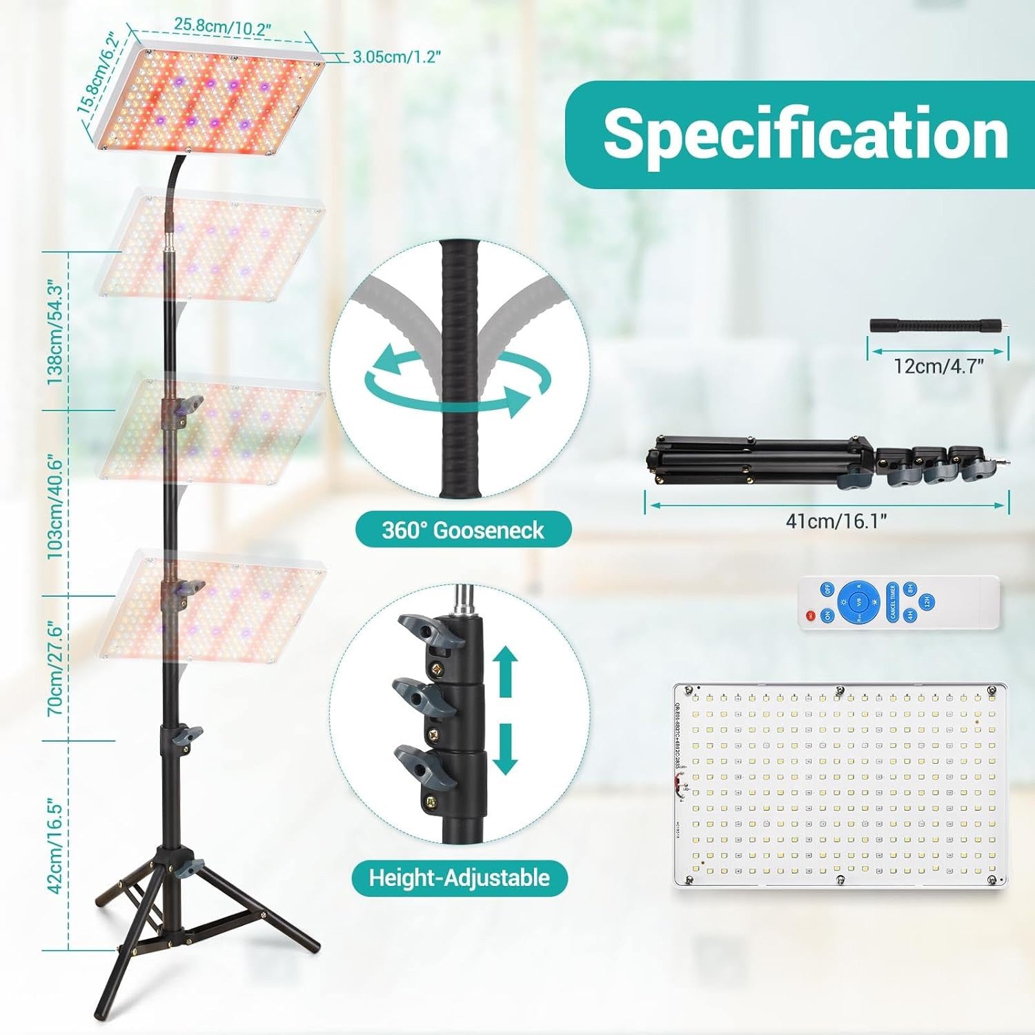 Grow Lights for Indoor Plants Full Spectrum with Stand LED Standing Plant Lights