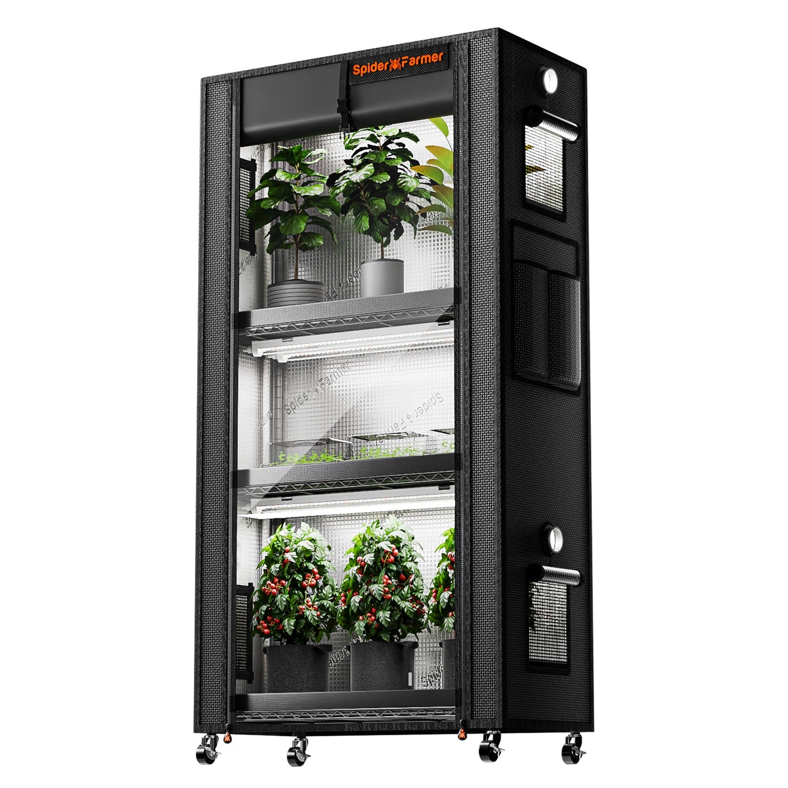 Spider Farmer 6PCS 18W LED Grow Light Bars + Plant Stand + 28x14x59in Grow Tent