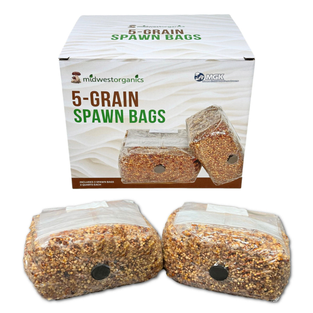 Premium 5-Grain Mushroom Spawn Bags | Sterilized Grain Bags | Injection Ports