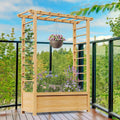 SLSY Raised Garden Bed with Trellis Wood Planter Box w/Hanging Roof Side Trellis