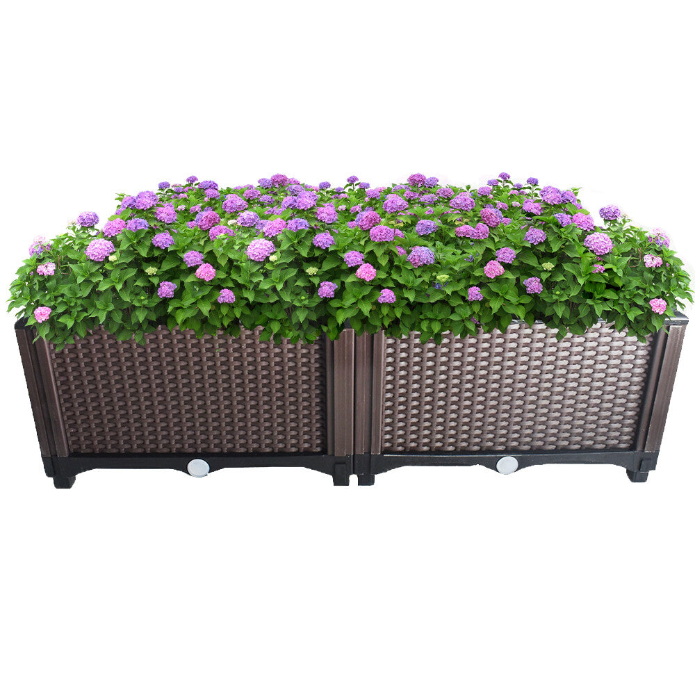 2 Pcs Rectangle  Raised Garden Bed Planter Box Flower Vegetables Planting