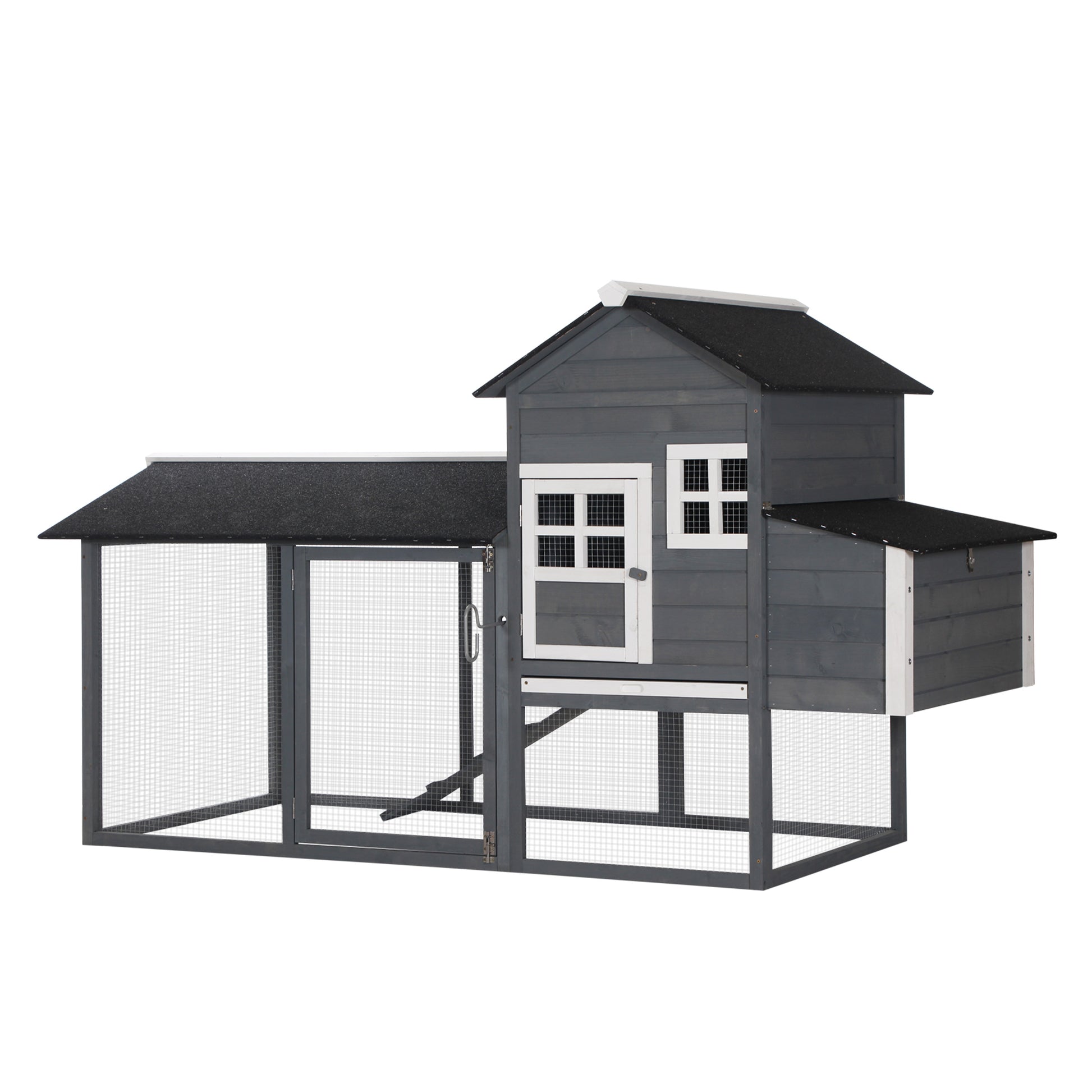 PawHut 84'' Chicken Coop Deluxe Wooden House Hen Backyard Poultry Hutch Run Box