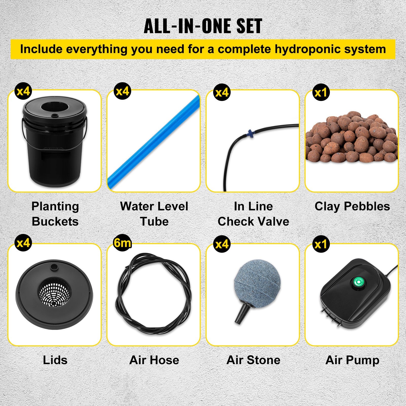 Hydroponics Deep Water Culture DWC Hydroponic System 5 Gallon 4 Buckets