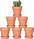 4 Inch Terracotta Pot with Saucer - 6 Pack Small Clay Plant Pots with Drainage Holes, Flower Pots with Tray, Terra Cotta Pots for Indoor Outdoor Plants, Crafts, Wedding Favor