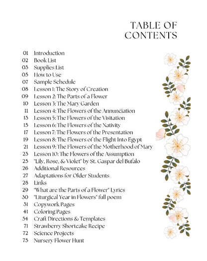 Mary's Garden of Flowers: Bible & Nature Study Downloadable Curriculum
