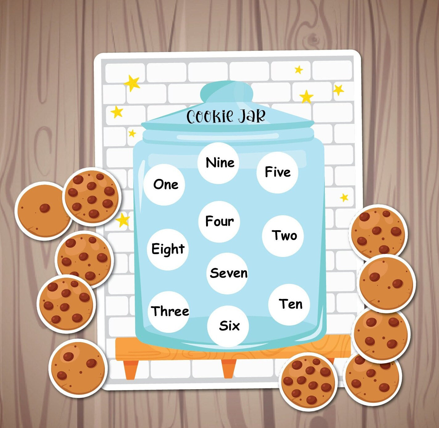 Cookie Jar Counting Activity, Matching Numbers 1-10 Count, Homeschool Learning, Pre-k Learning, Educational Resource.