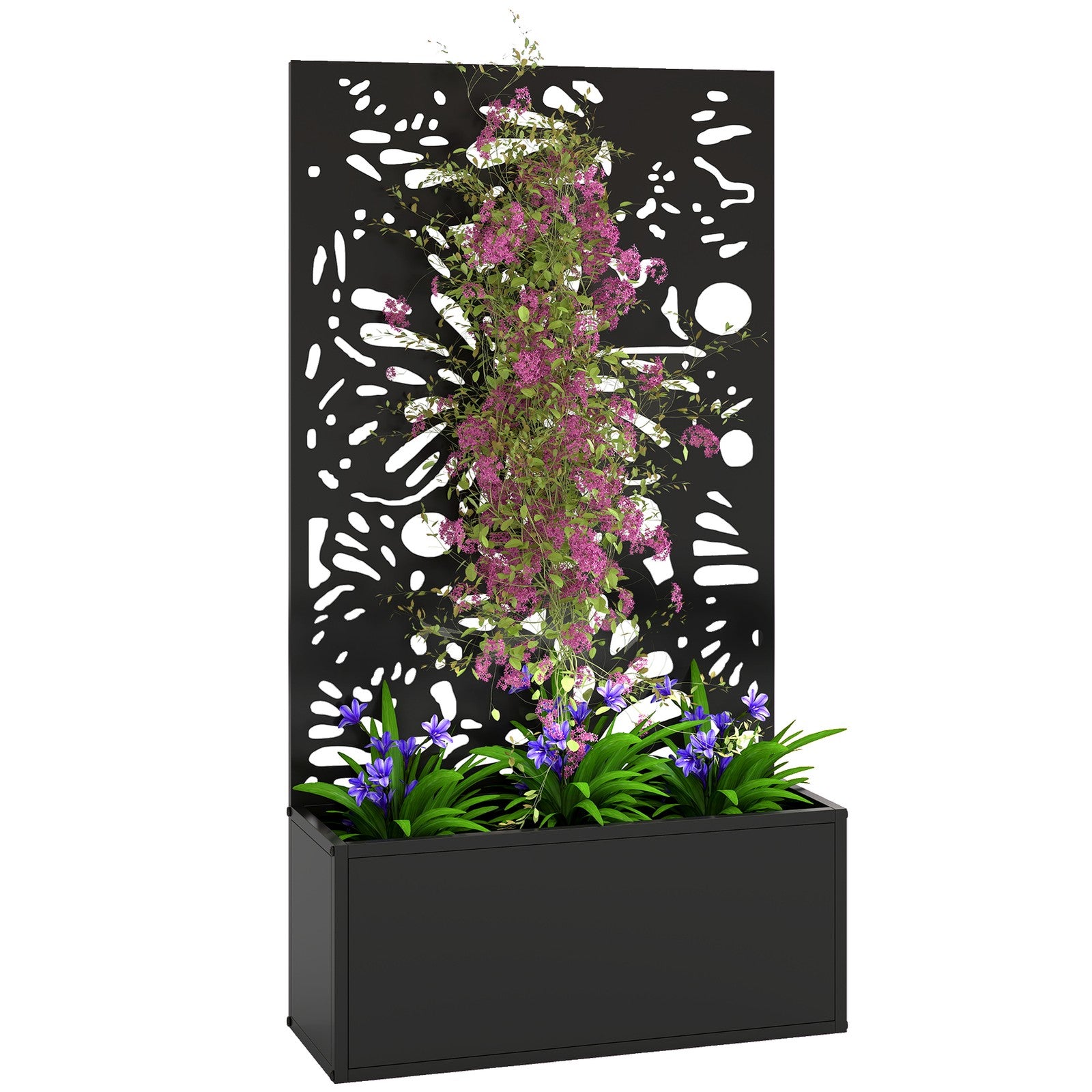 Metal Raised Garden Bed with Trellis, Outdoor Planter Box