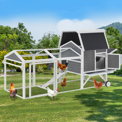 95" Chicken Coop Hen House Wooden Chicken Hutch Poultry Cage W/ Run Nesting Box