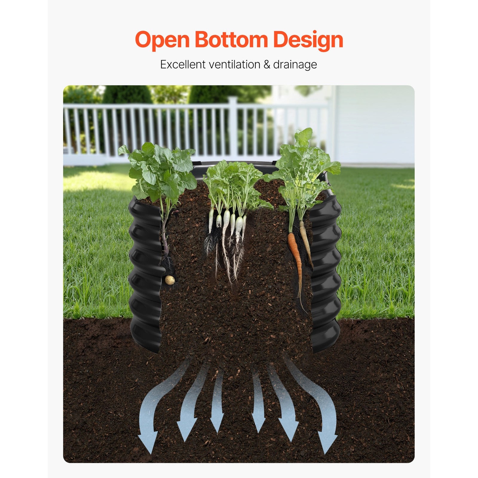 Uimoso Metal Raised Garden Bed Galvanized Planter Box 8x2x2 ft Dark Gray Outdoor