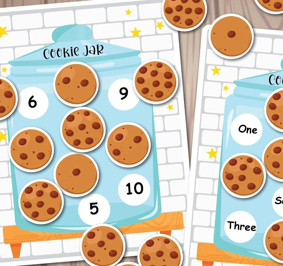 Cookie Jar Counting Activity, Matching Numbers 1-10 Count, Homeschool Learning, Pre-k Learning, Educational Resource.
