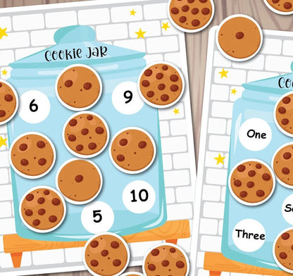 Cookie Jar Counting Activity, Matching Numbers 1-10 Count, Homeschool Learning, Pre-k Learning, Educational Resource.