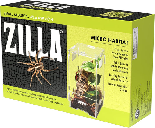 Micro Habitat Terrarium Enclosure for Small Tree Dwelling Reptiles, Amphibians, Spiders & Other Invertebrates, Small