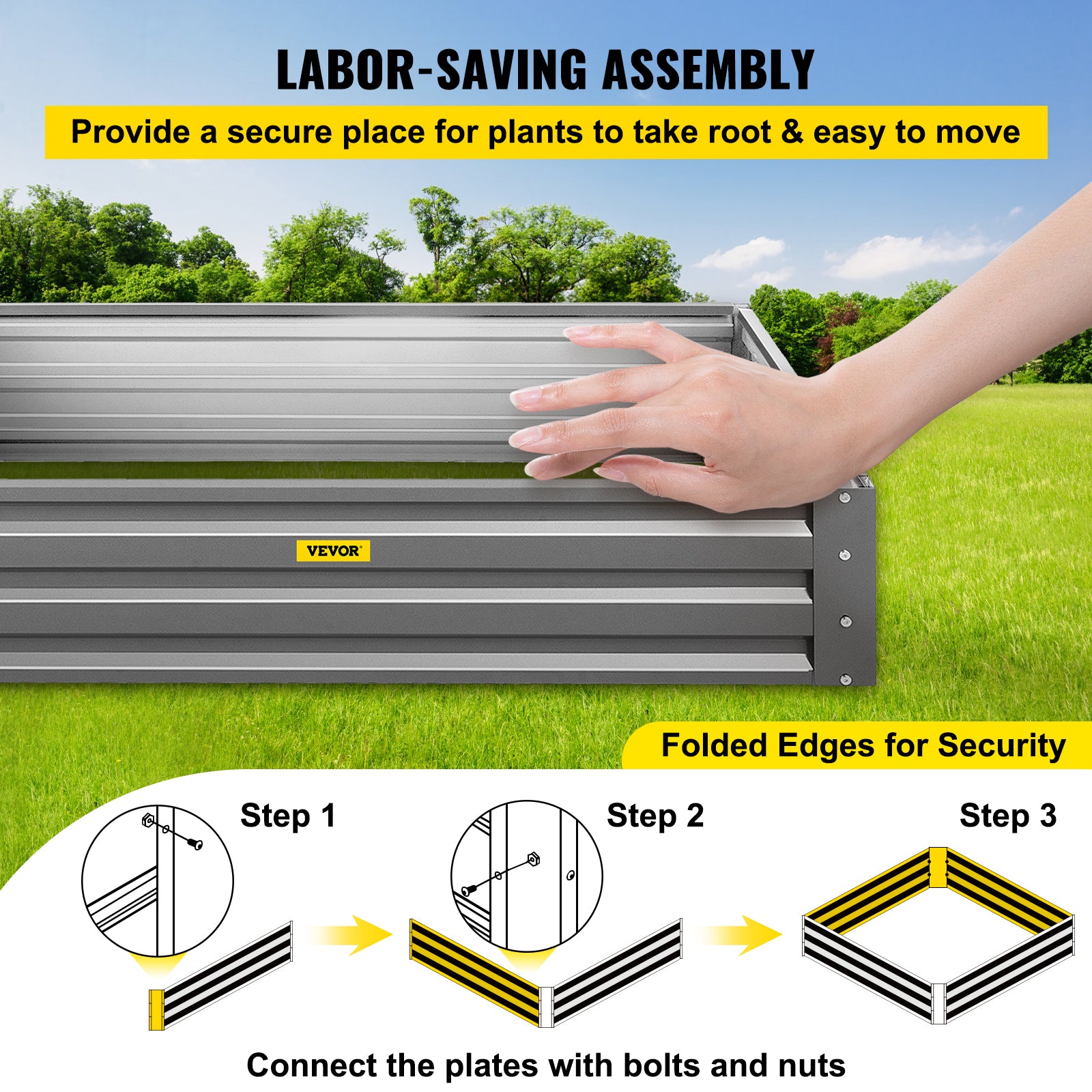 VEVOR Galvanized Raised Garden Bed Planter Box for Plant Flower Vegetable