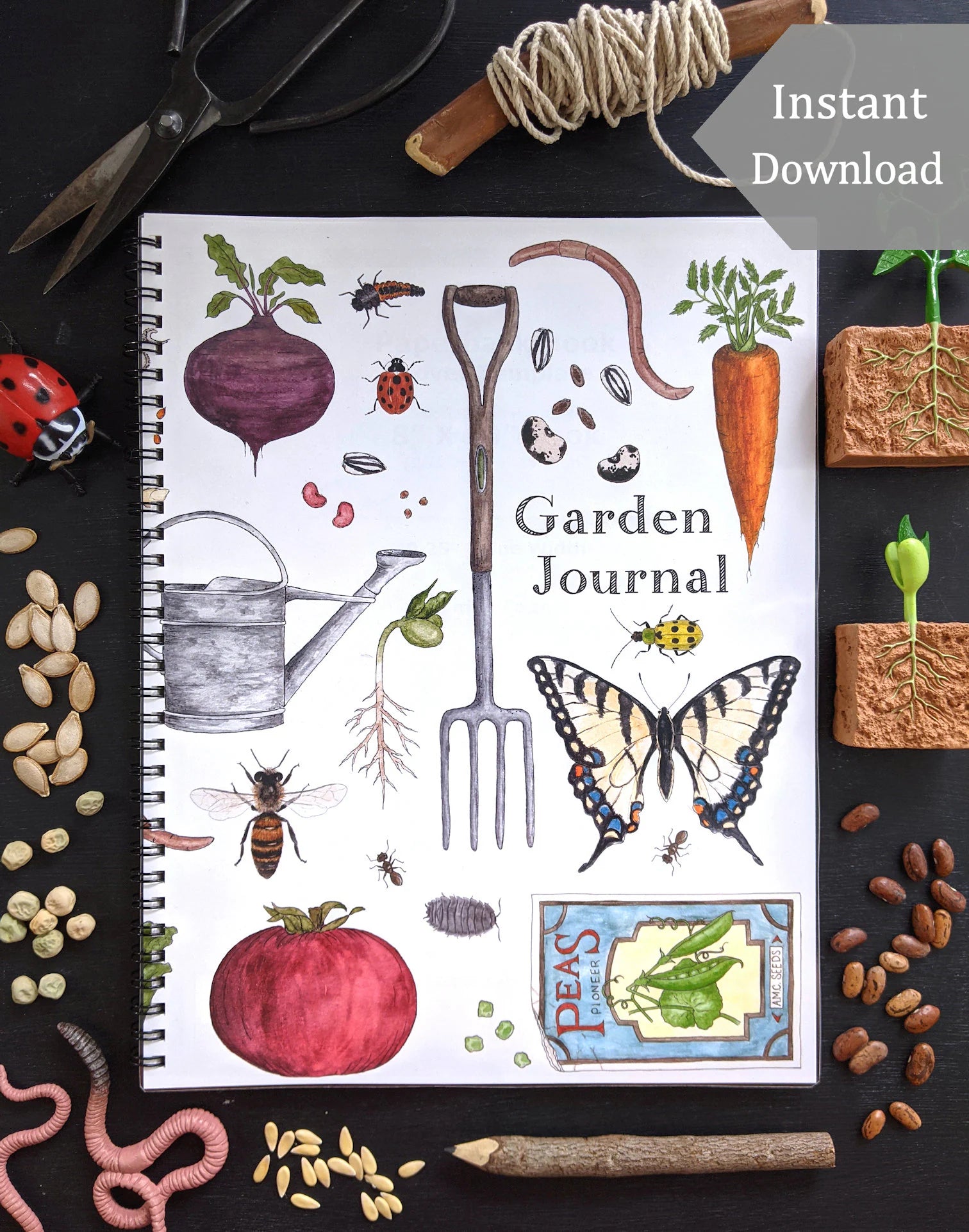 DIGITAL PDF Version - Garden Journal for Kids - 8.5 x 11 and A4 Size Formats