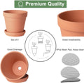 6 inch Terracotta & Clay Pots for Plants with Saucer, Medium Terra Cotta Plant Pots with Drainage Hole, Flowerpot with Tray, Terracotta Pot for Indoor Outdoor Plant - Pack of 4 Planters
