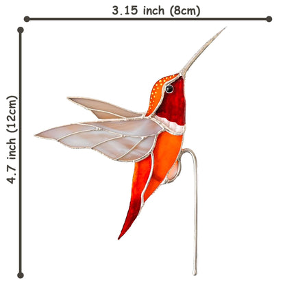 Stained Glass Hummingbird Planter Decoration Bird suncatcher Beautiful handmade gift for Father’s Day Adds charm to plants and windows