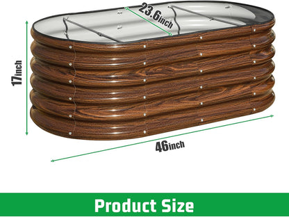 3 Pcs 4x2x1.5ft Raised Garden Bed Outdoor, 17" Tall Galvanized Metal Planter Box, Raised Garden Bed Kit for Planting Vegetables Plants Fruits, Brown
