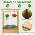 SLSY Raised Garden Bed with Trellis Wood Planter Box w/Hanging Roof Side Trellis