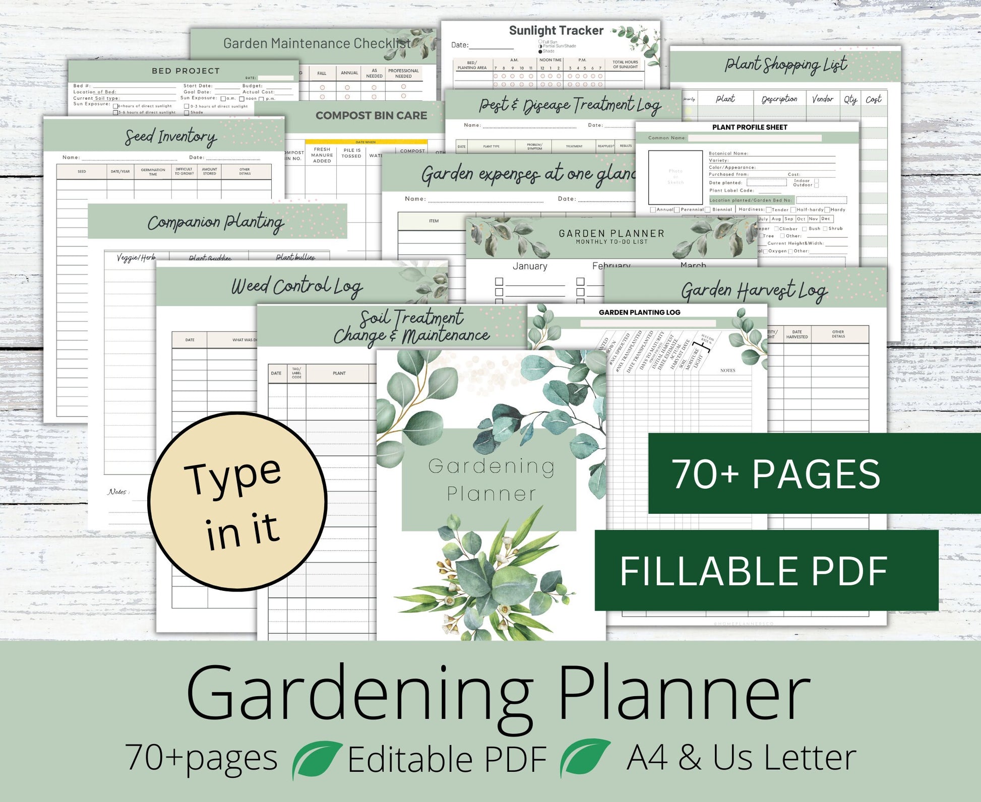 Garden Planner Fillable Printable PDF Garden Journal Garden Calendar Garden Log Gardening Organizer Gardening Binder Editable Gardening Book