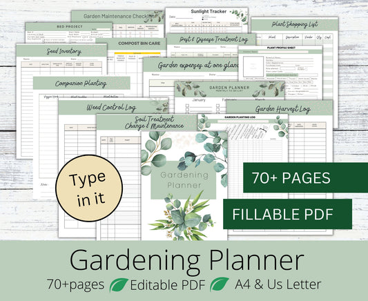 Garden Planner Fillable Printable PDF Garden Journal Garden Calendar Garden Log Gardening Organizer Gardening Binder Editable Gardening Book