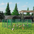 Heavy Duty Metal Chicken Coop Outdoor Metal Walk-in Hen House w Waterproof Cover