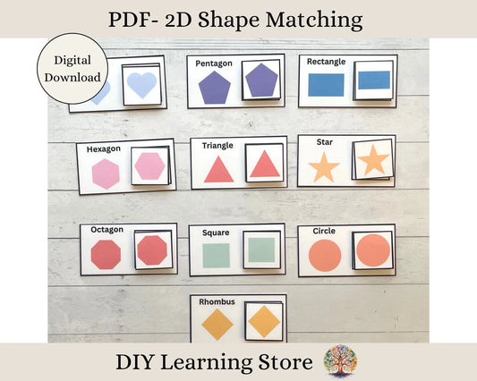 2D Shape Matching Task Box Activity Set- Montessori Printable- Homeschool, Preschool, Toddler Busy Book, Special Education-PDF
