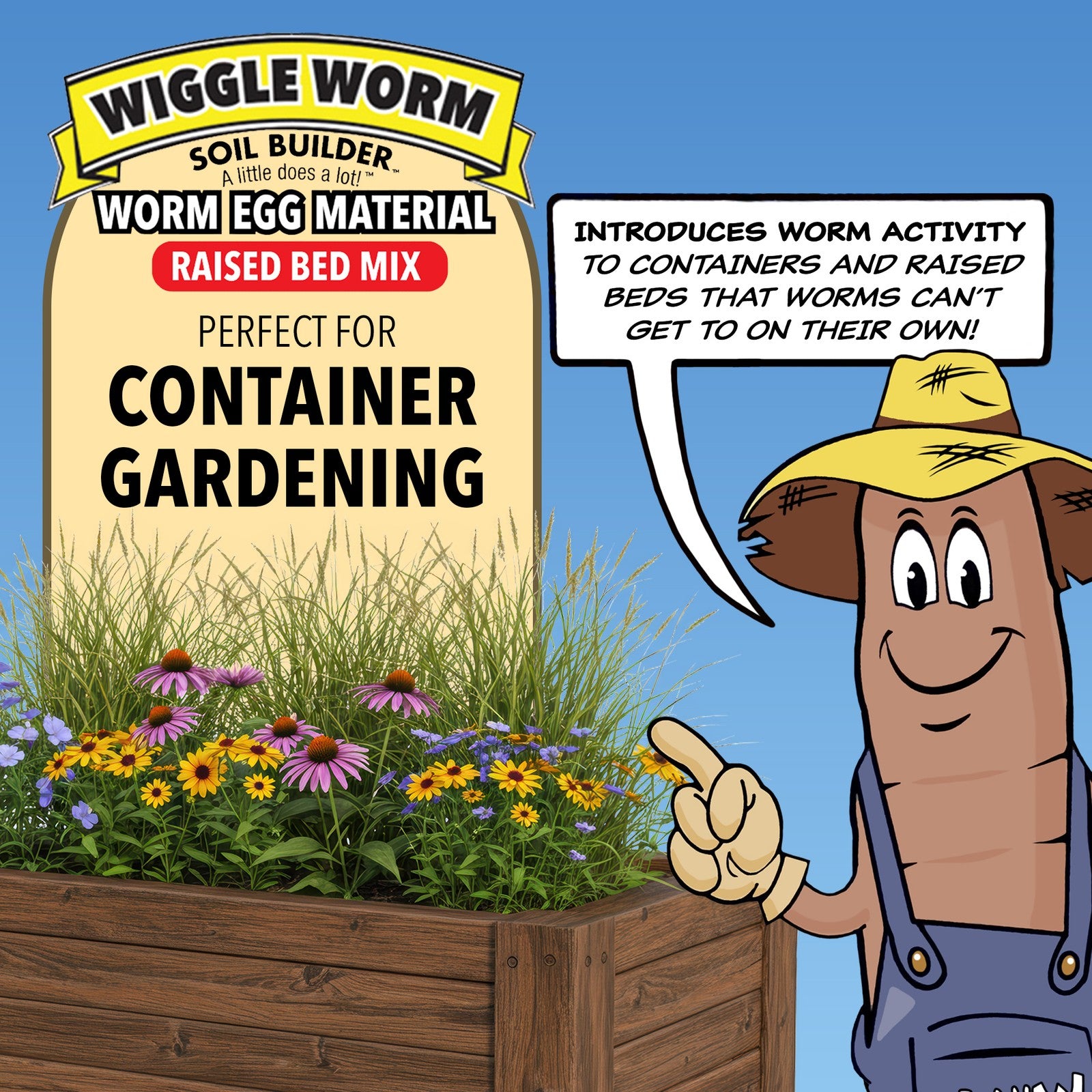 Wiggle Worm Raised Bed Mix with Worm Egg Material and Worm Castings, 40lbs