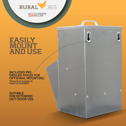 11.5lb Capacity Galvanized Chicken Feeder - Rat Proof Poultry Feeder with Lid Weatherproof Outdoor Coop Food Dispenser
