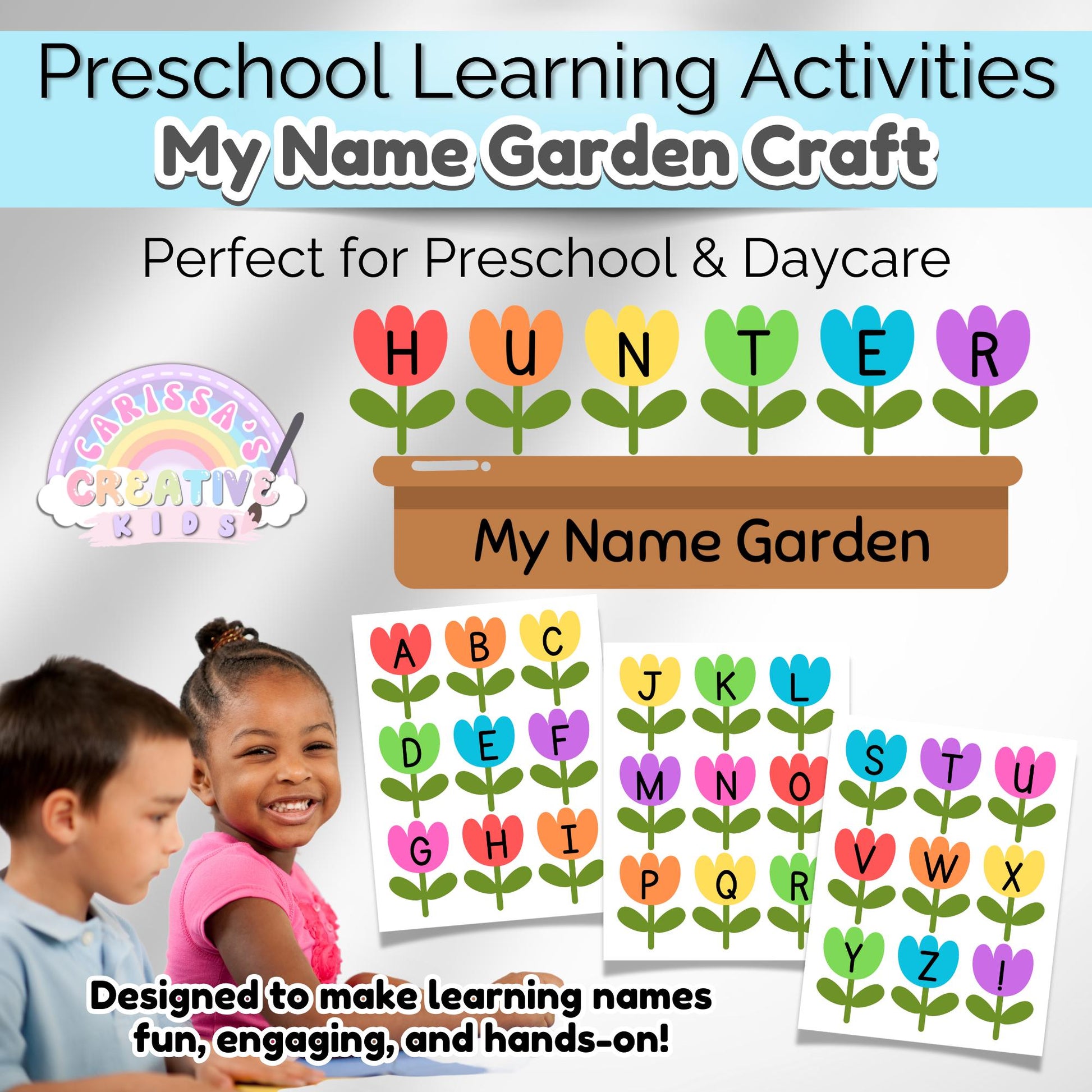 Spring Preschool Name Tracing Activity | Craft Kit For Kids | Homeschool Worksheet Printable | Toddler Busy Book | Sunday School Craft Idea