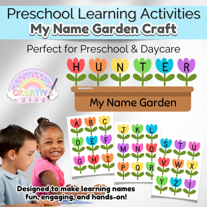 Spring Preschool Name Tracing Activity | Craft Kit For Kids | Homeschool Worksheet Printable | Toddler Busy Book | Sunday School Craft Idea